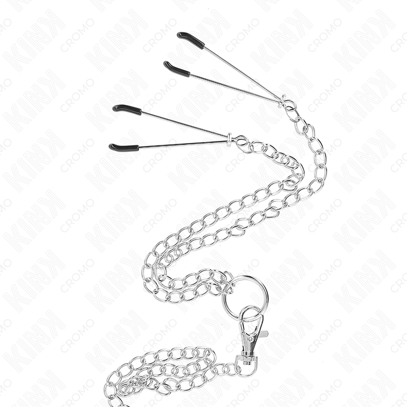Kink - Anneau Pénis En Métal Triple Chrome 3,8 Cm À 5 Cm Avec Chaîne En Métal De 26 Cm Et Pinces À Tétons Modèle 2 - Image 4
