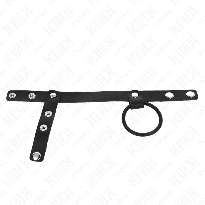 KINK - PENISRING VAN SILICONE 3,8 CM MET BALLENSCHEIDER EN LEEREN BAND 22 X 1,5 CM - Image 3