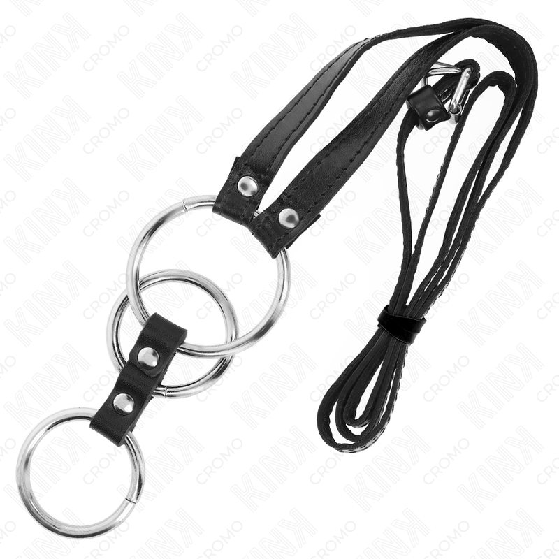 Kink - Driefoldige Metalen Penisriem 3,8 Cm Tot 5 Cm Met Leeren Riem 112 Cm - Image 4