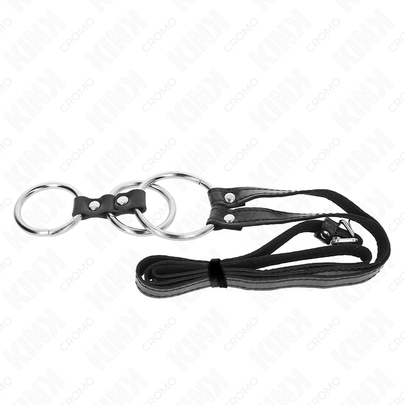 Kink - Driefoldige Metalen Penisriem 3,8 Cm Tot 5 Cm Met Leeren Riem 112 Cm - Image 5