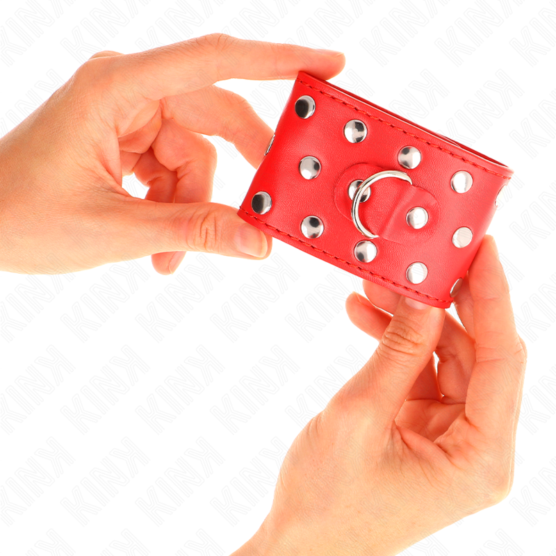 Kink - Appareils De Retenue Poignets Avec Fermeture Pression Pleine De Rivets Rouge Ajustable 19-24 Cm X 5,5 Cm - Image 3