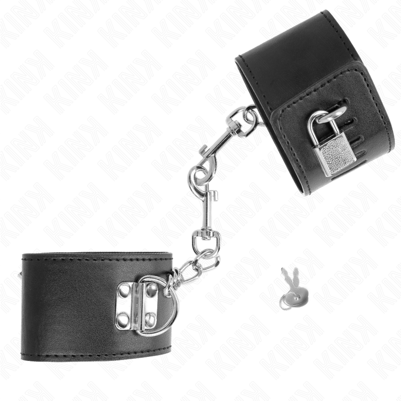 KINK - WRIST RESTRAINTS WITH PADLOCK CLOSURE BLACK ADJUSTABLE 16-23 CM X 5.5 CM - Image 2
