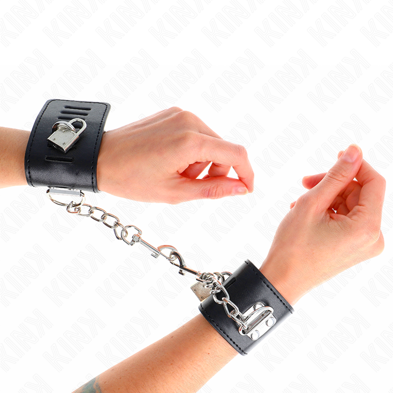 KINK - WRIST RESTRAINTS WITH PADLOCK CLOSURE BLACK ADJUSTABLE 16-23 CM X 5.5 CM - Image 4