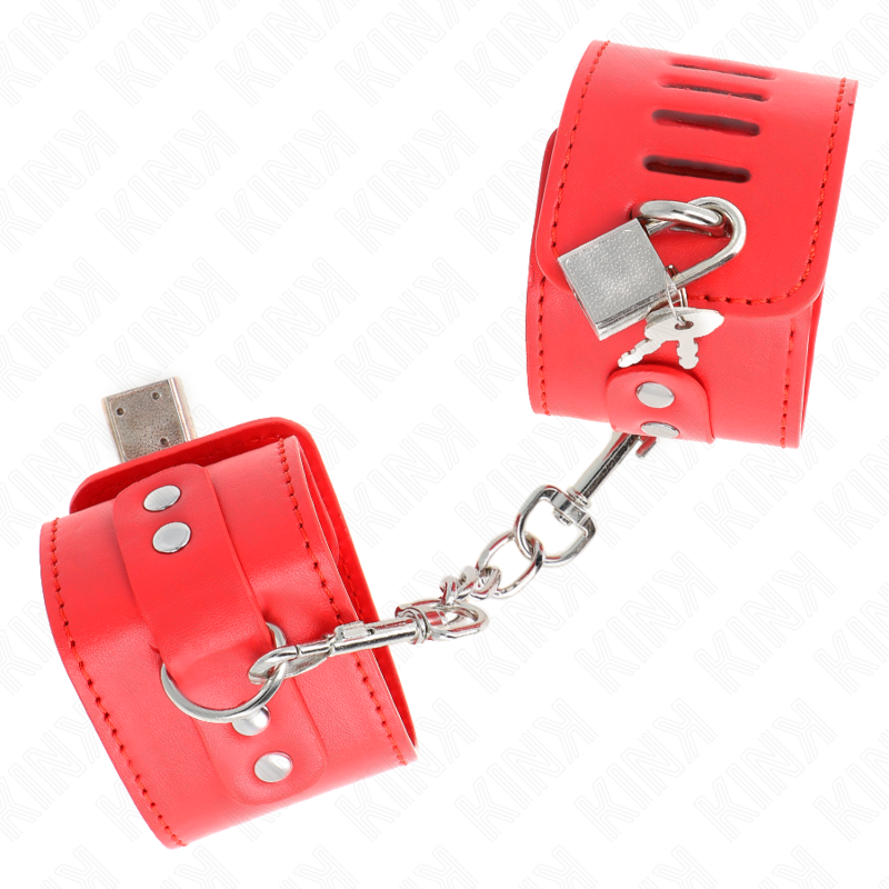 Kink - Appui-Poignets Avec Fermeture Par Cadenas Rouge Ajustable 16-23 Cm X 5,5 Cm - Image 2
