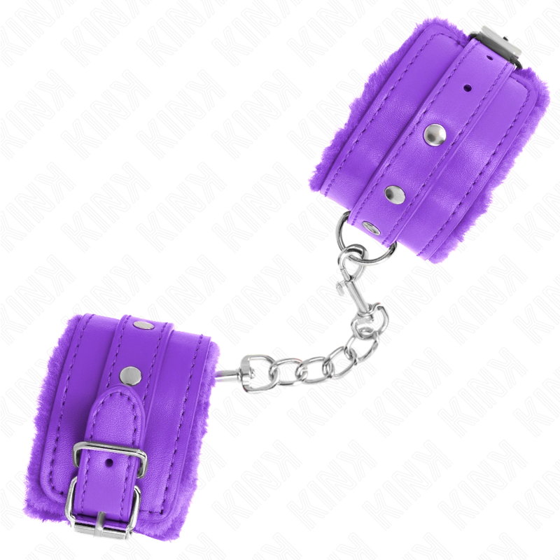 Kink - Appui-Poignets Doublés De Fourrure Premium Violet Avec Ceinture Violet Ajustable 17-29 Cm X 6 Cm - Image 2