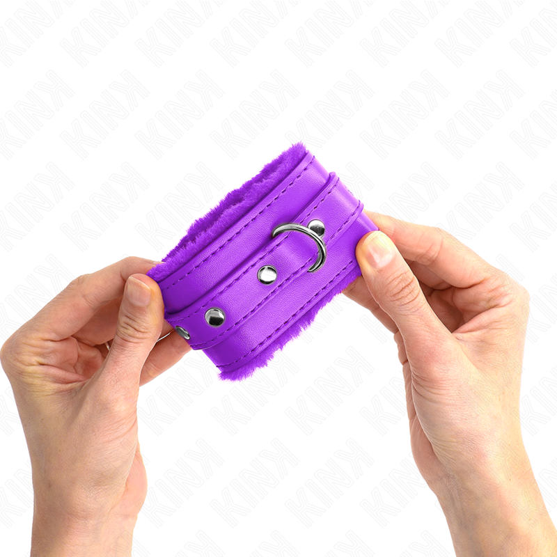 Kink - Appui-Poignets Doublés De Fourrure Premium Violet Avec Ceinture Violet Ajustable 17-29 Cm X 6 Cm - Image 3