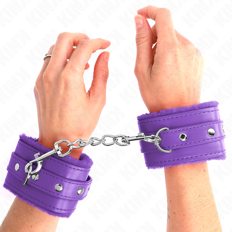 Kink - Appui-Poignets Doublés De Fourrure Premium Violet Avec Ceinture Violet Ajustable 17-29 Cm X 6 Cm - Image 4