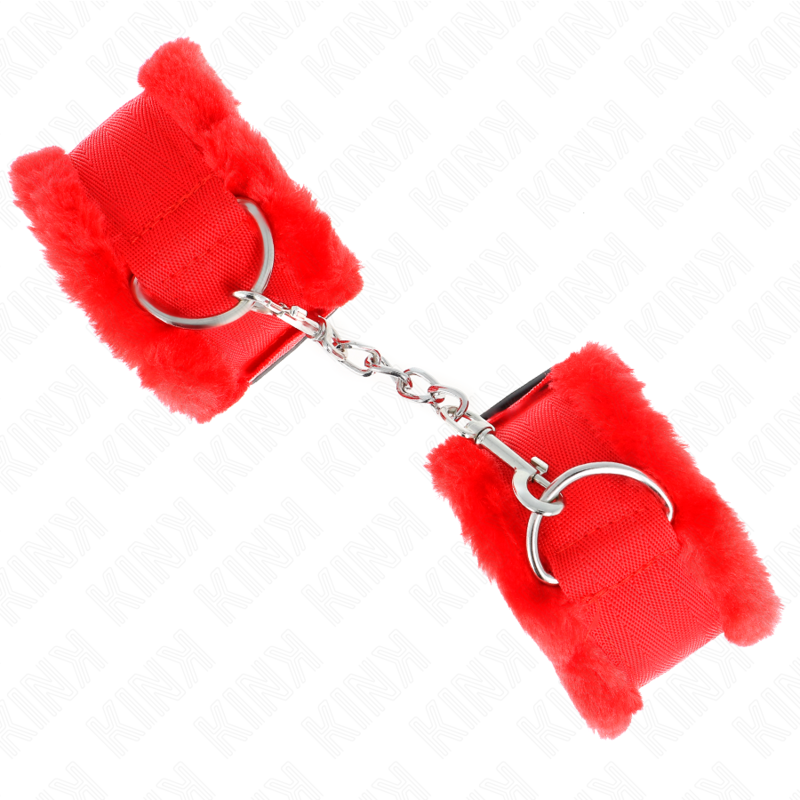 Kink - Appui-Poignets Doublés De Fourrure Rouge Ajustable 17-31 Cm X 7 Cm - Image 2