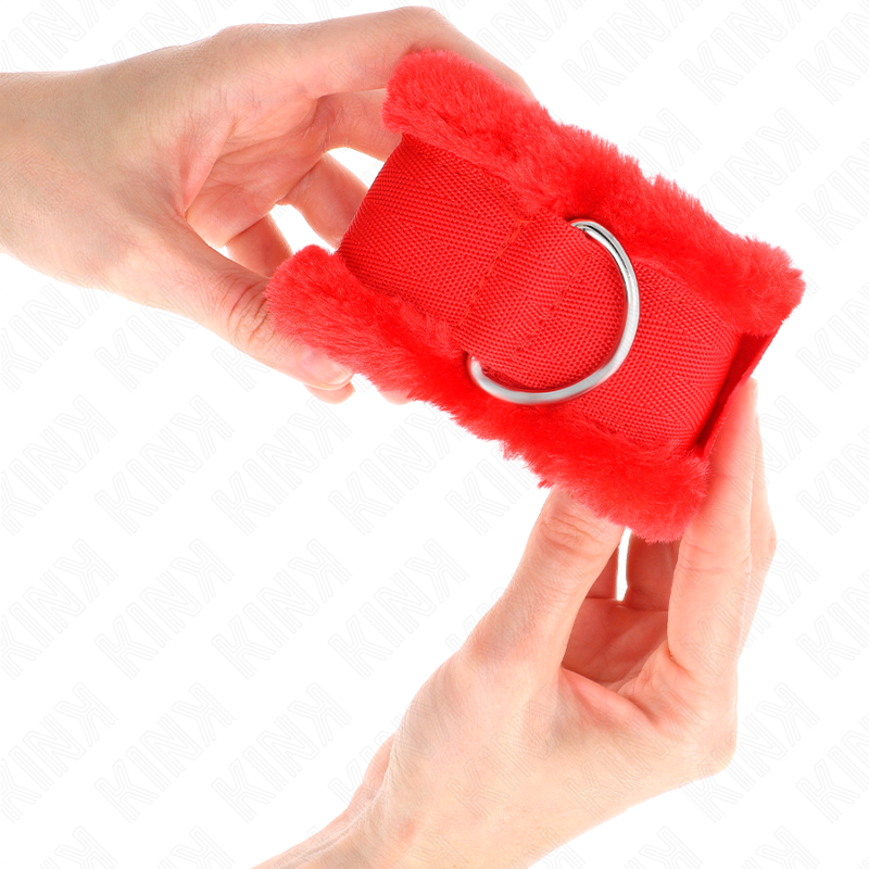 Kink - Appui-Poignets Doublés De Fourrure Rouge Ajustable 17-31 Cm X 7 Cm - Image 3