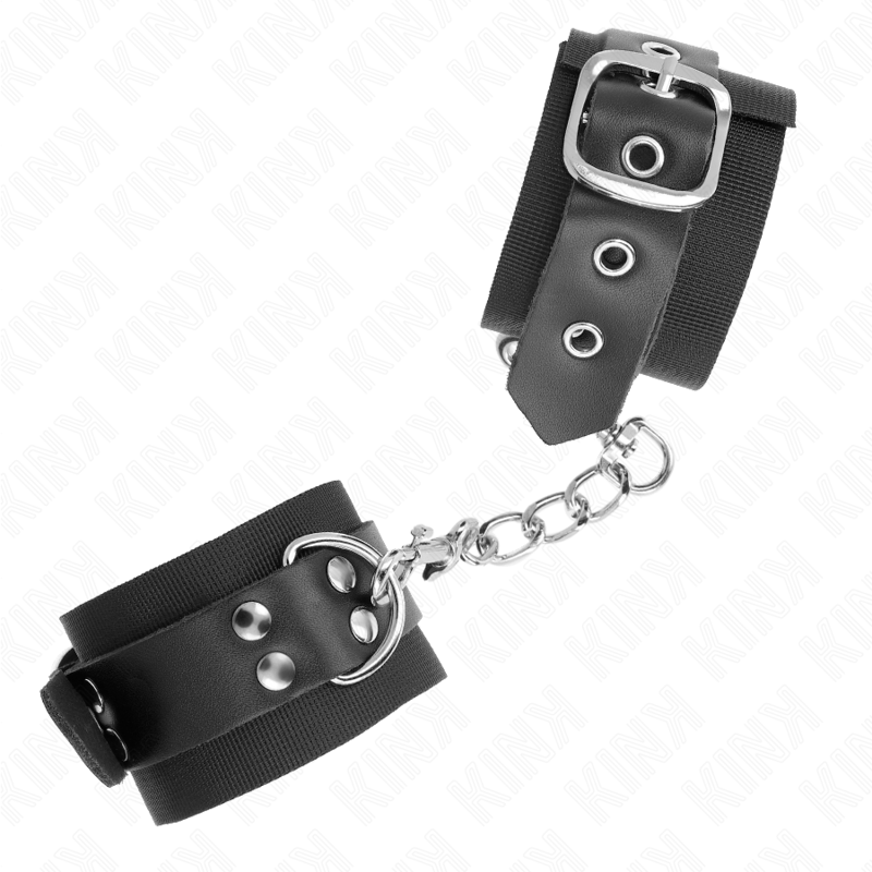 Kink - Appui-Poignets En Nylon Noir Avec Ceinture En Cuir Noir Ajustable 19-29 Cm X 5,1 Cm - Image 2