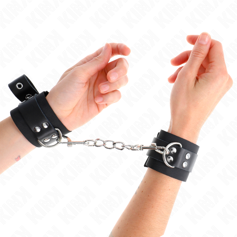 Kink - Appui-Poignets En Nylon Noir Avec Ceinture En Cuir Noir Ajustable 19-29 Cm X 5,1 Cm - Image 4