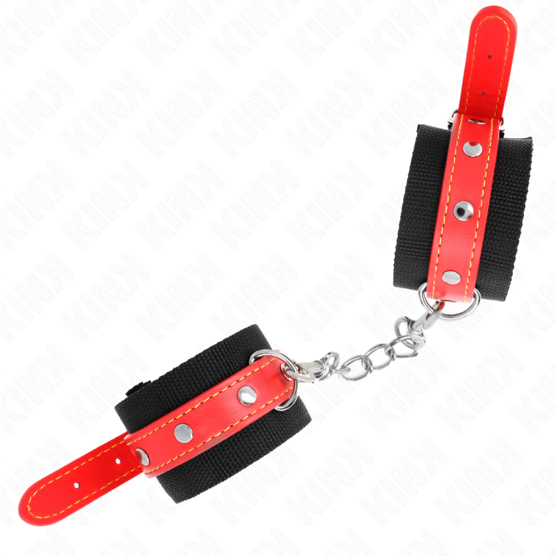Kink - Zwarte Nylon Polssteunen Met Rood Verstelbaar Leer 19-24 Cm X 5,5 Cm - Image 2