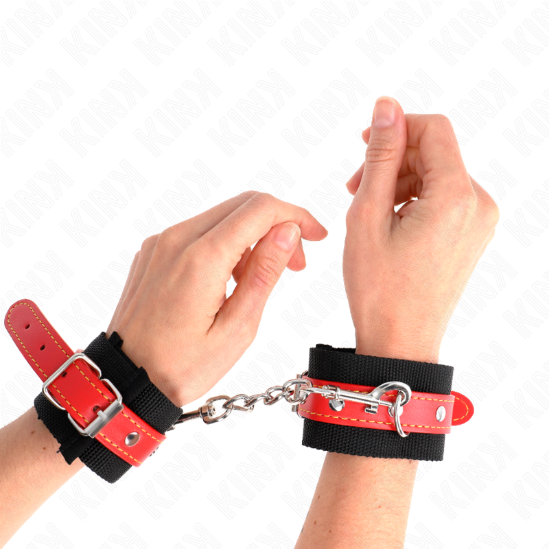 Kink - Zwarte Nylon Polssteunen Met Rood Verstelbaar Leer 19-24 Cm X 5,5 Cm - Image 4
