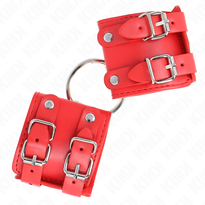 KINK - FIXED WRIST RESTRAINTS WITH RING AND STUDS ADJUSTABLE RED 17-22 CM X 6.5 CM - Image 2