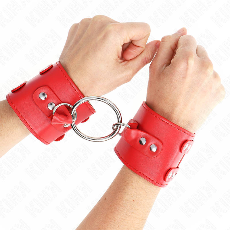 KINK - FIXED WRIST RESTRAINTS WITH RING AND STUDS ADJUSTABLE RED 17-22 CM X 6.5 CM - Image 4