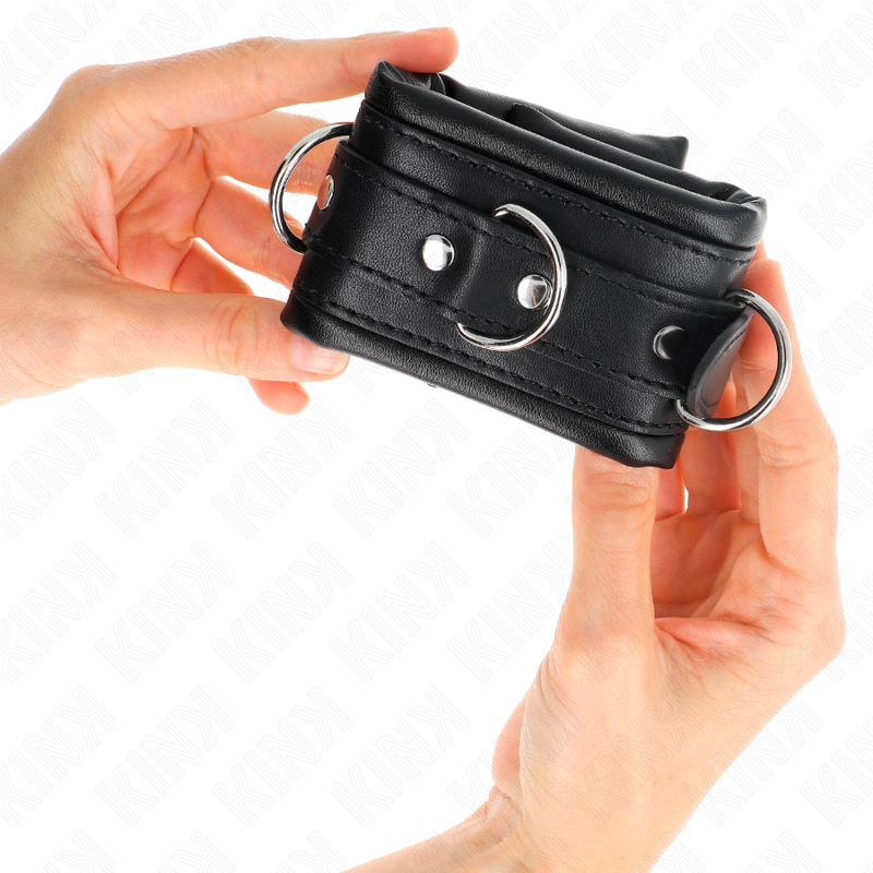 Kink - Appui-Poignets Lourds Doublés De Fourrure Noire Réglables 20-30 Cm X 6 Cm - Image 3