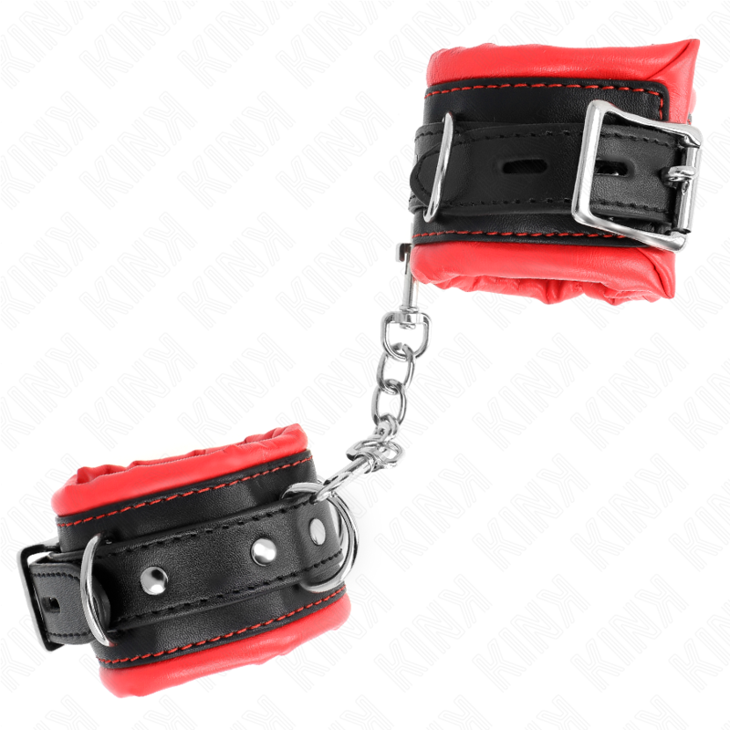 Kink - Appui-Poignets Lourds Doublés De Fourrure Rouge Ajustables 20-30 Cm X 6 Cm - Image 2