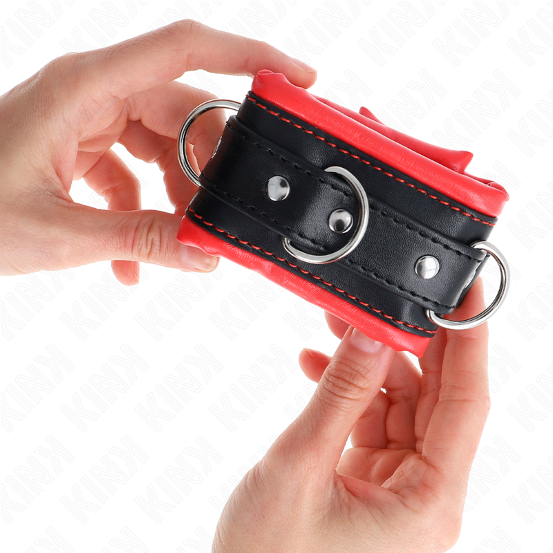 Kink - Appui-Poignets Lourds Doublés De Fourrure Rouge Ajustables 20-30 Cm X 6 Cm - Image 3