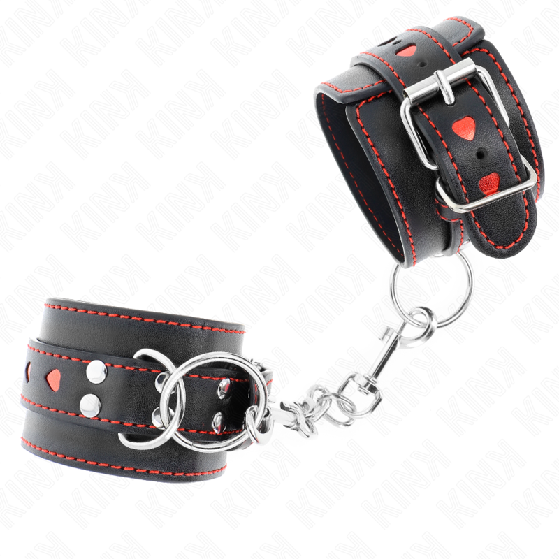 Kink - Appui-Poignets Noir Avec Incrustation Coeur Rouge Réglable 21-28 Cm X 5,5 Cm - Image 2