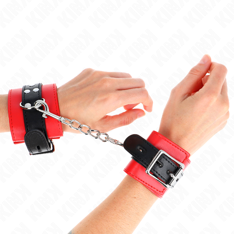Kink - Appui-Poignets Rouge Avec Ceinture Noire Réglable 17-28 Cm X 6 Cm - Image 4