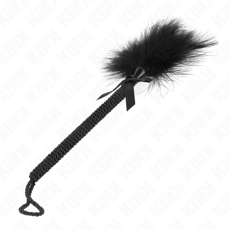 KINK - Nylon touw met kietelende veren en zwarte knoop 25 cm - Image 2