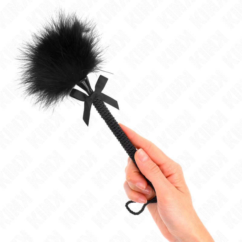 KINK - Nylon touw met kietelende veren en zwarte knoop 25 cm - Image 3