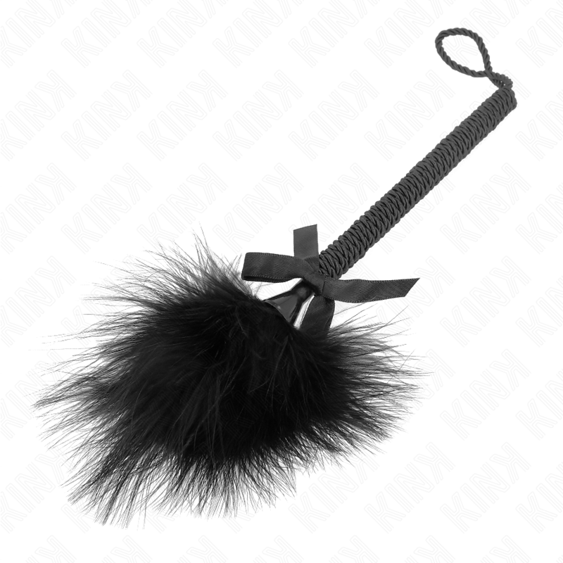 KINK - Nylon touw met kietelende veren en zwarte knoop 25 cm - Image 4