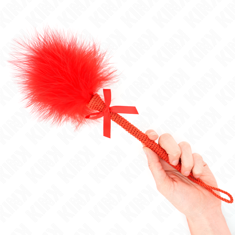 KINK - Baguette en corde de nylon avec plumes chatouillantes et noeud rouge 25 cm - Image 2