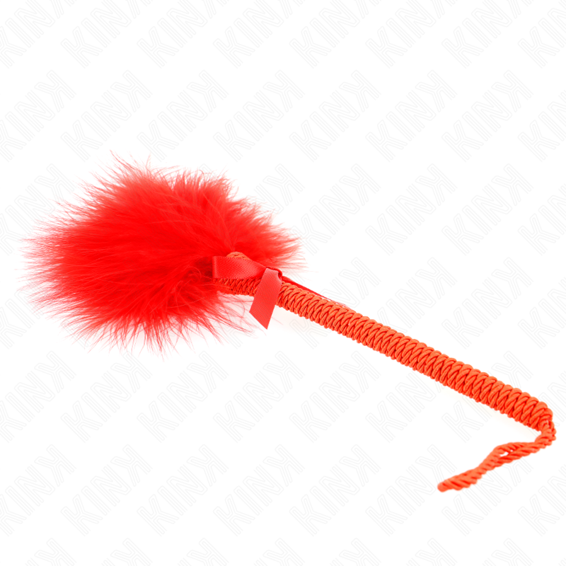 KINK - Baguette en corde de nylon avec plumes chatouillantes et noeud rouge 25 cm - Image 3