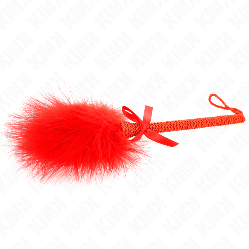 KINK - Baguette en corde de nylon avec plumes chatouillantes et noeud rouge 25 cm - Image 4