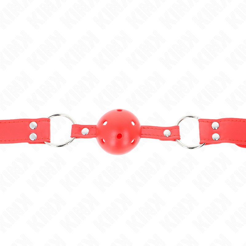 Kink - Bâillon À Boule Dur Creux Rouge Complet 62 X 2 Cm - Image 3