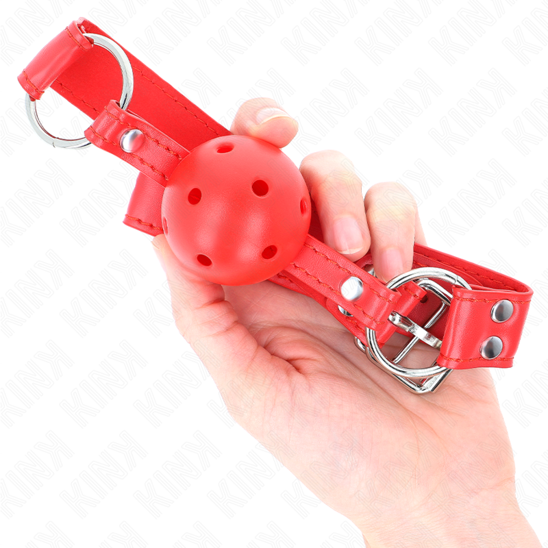 Kink - Bâillon À Boule Dur Creux Rouge Complet 62 X 2 Cm - Image 4