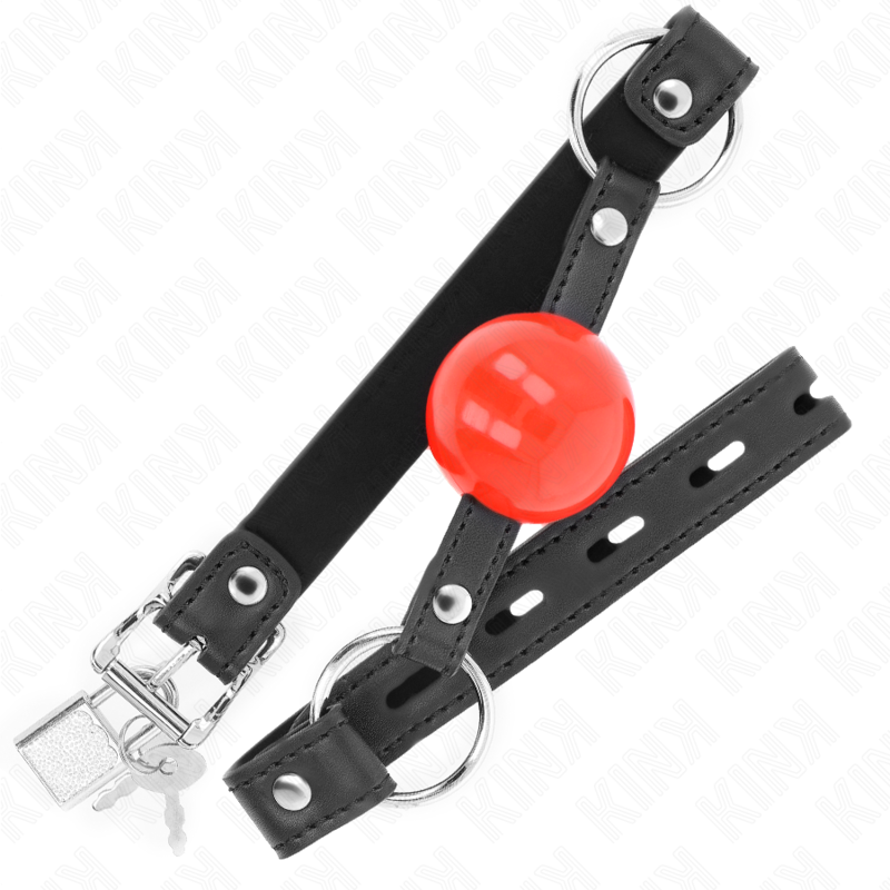 Kink - Ball 4 Cm Gag With Lock Red Ball Black Strap 60 X 2 Cm - Image 2