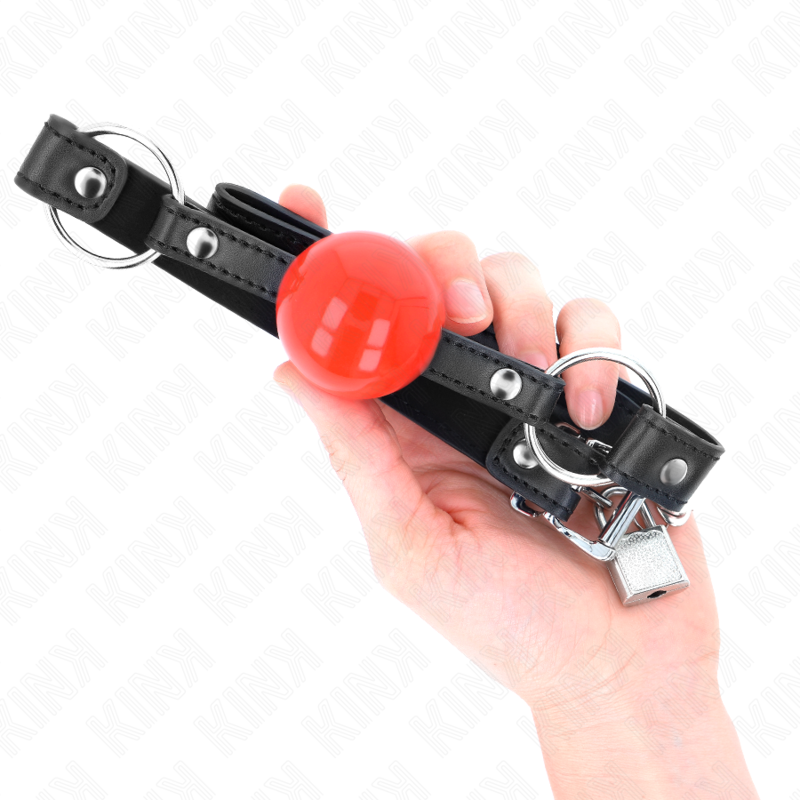 Kink - Ball 4 Cm Gag With Lock Red Ball Black Strap 60 X 2 Cm - Image 4