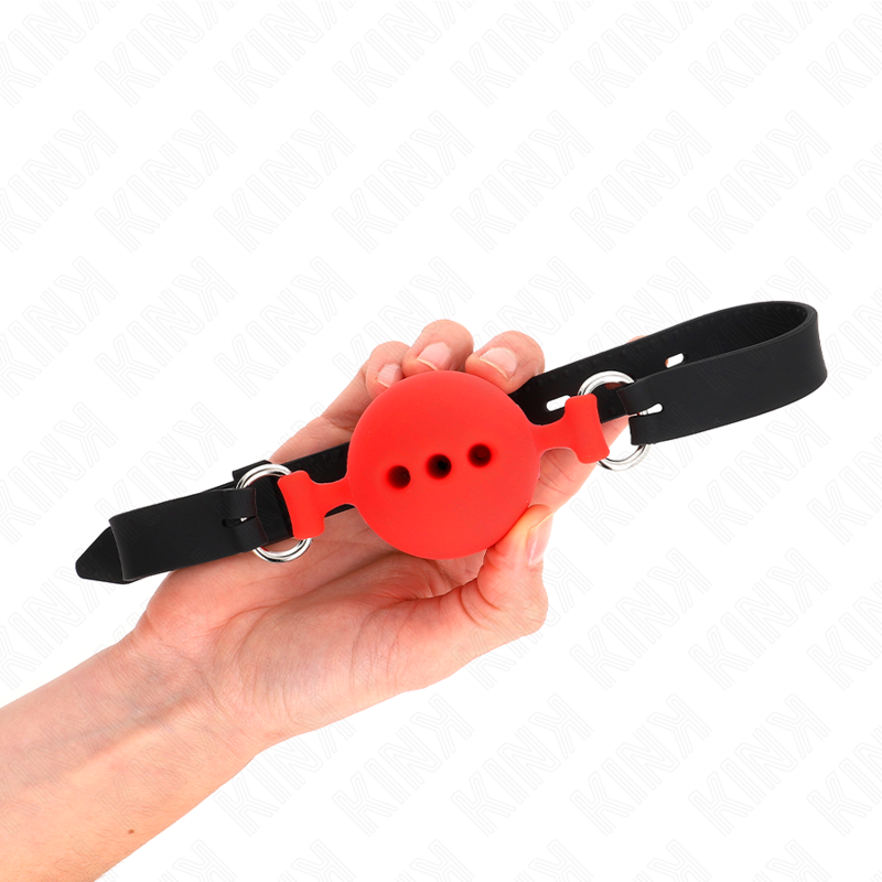 Kink - Bâillon Entièrement Silicone 55 X 2 Cm Avec Boule De 5 Cm Taille L Rouge Ajustable 35-51 Cm - Image 2