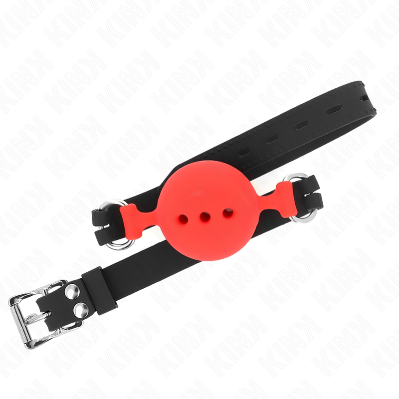Kink - Bâillon Entièrement Silicone 55 X 2 Cm Avec Boule De 5 Cm Taille L Rouge Ajustable 35-51 Cm - Image 3
