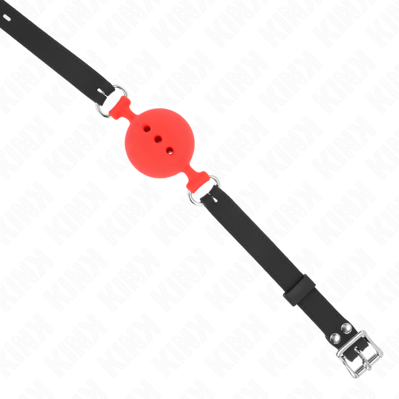 Kink - Bâillon Entièrement Silicone 55 X 2 Cm Avec Boule De 5 Cm Taille L Rouge Ajustable 35-51 Cm - Image 4