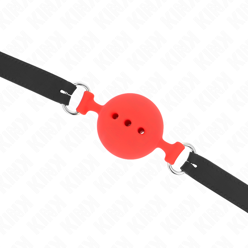 Kink - Bâillon Entièrement Silicone 55 X 2 Cm Avec Boule De 5 Cm Taille L Rouge Ajustable 35-51 Cm - Image 5