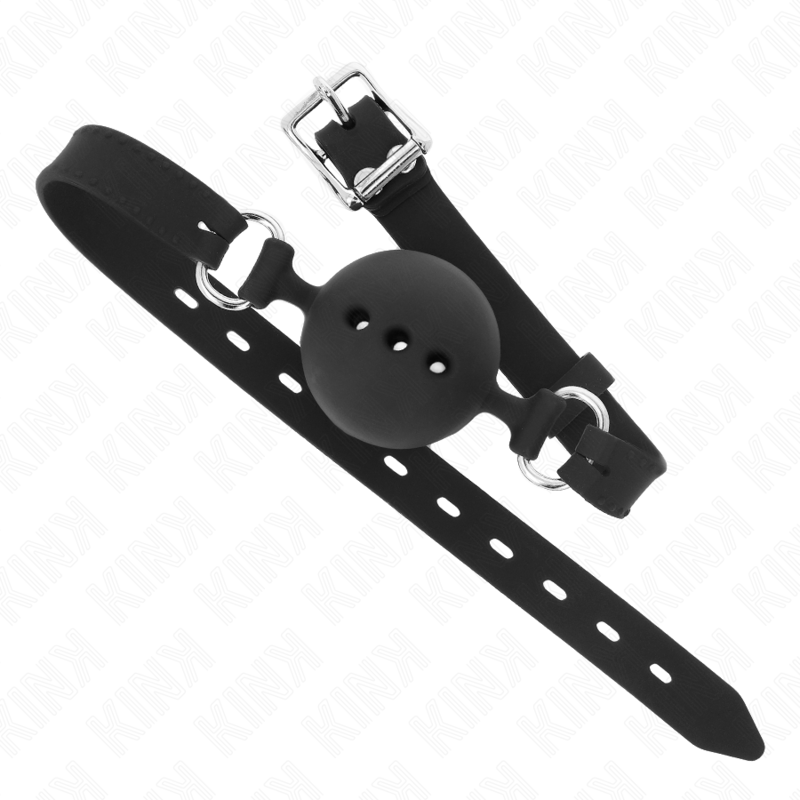 KINK - FULL SILICONE GAG 55 x 2 CM WITH 4.5 CM BALL SIZE M BLACK ADJUSTABLE 35-51 CM - Image 3