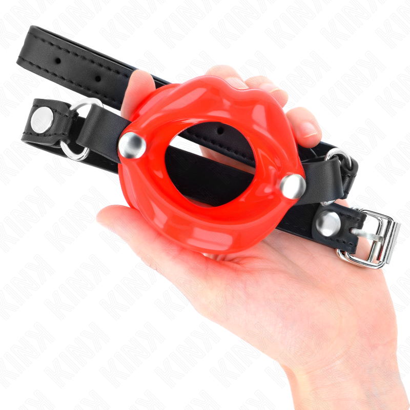 KINK - LIP 8 CM GAG WITH RED LEATHERETTE STRAP 63 x 2 CM ADJUSTABLE 39-58 CM - Image 4