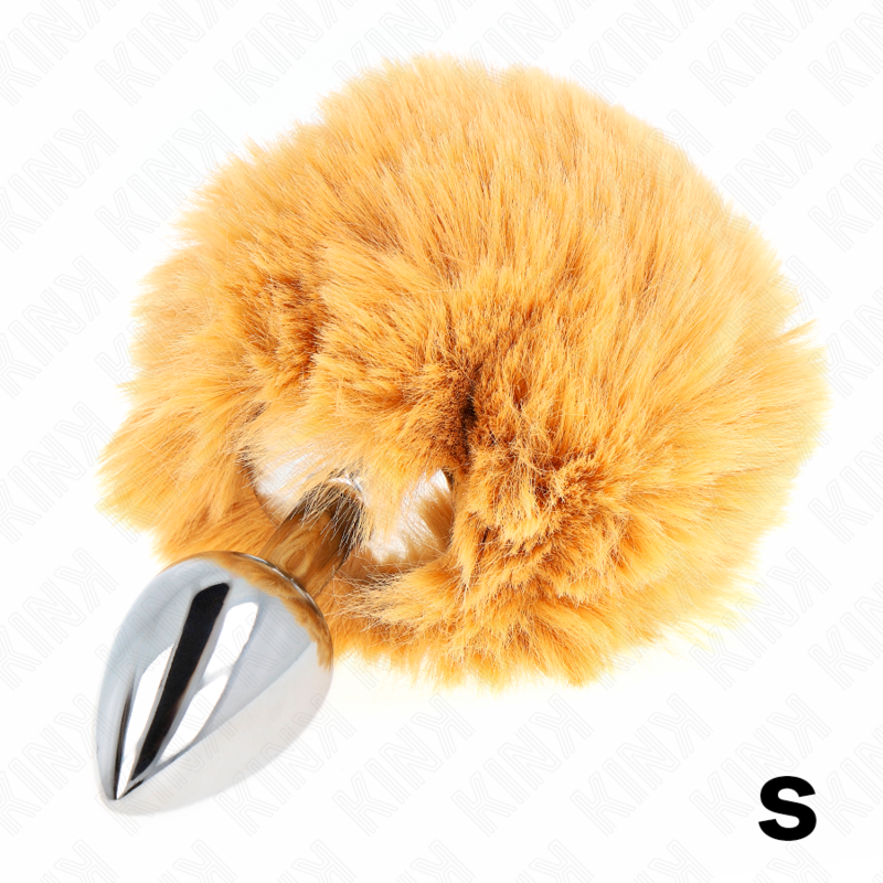 KINK - STAINLESS STEEL PLUG 7 x 3 CM WITH BEIGE FAUX FUR RABBIT TAIL 8 CM - Image 3