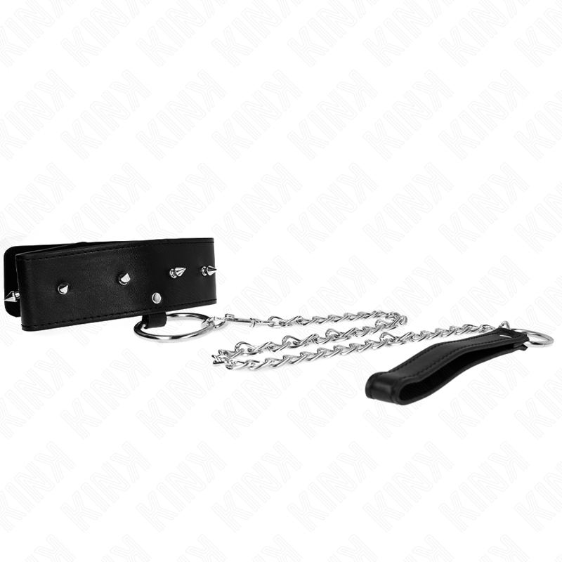 Kink - Collier 65 Cm Avec Laisse Avec Clous Argentés Modèle 2 Réglable 36-43 Cm X 5 Cm - Image 2