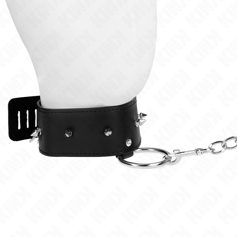 Kink - Collier 65 Cm Avec Laisse Avec Clous Argentés Modèle 2 Réglable 36-43 Cm X 5 Cm - Image 3