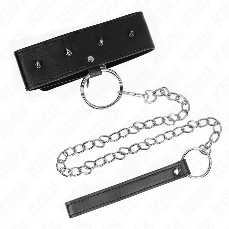 Kink - Collier 65 Cm Avec Laisse Avec Clous Argentés Modèle 2 Réglable 36-43 Cm X 5 Cm - Image 4