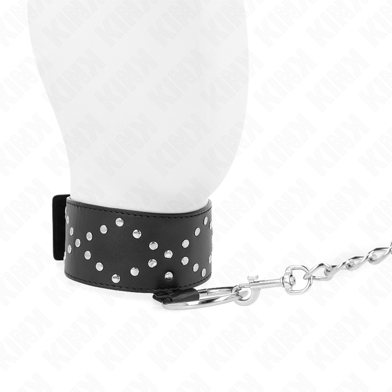 Kink - Collier 65 Cm Avec Laisse Avec Clous Argentés Modèle 3 Réglable 36-43 Cm X 5 Cm - Image 2