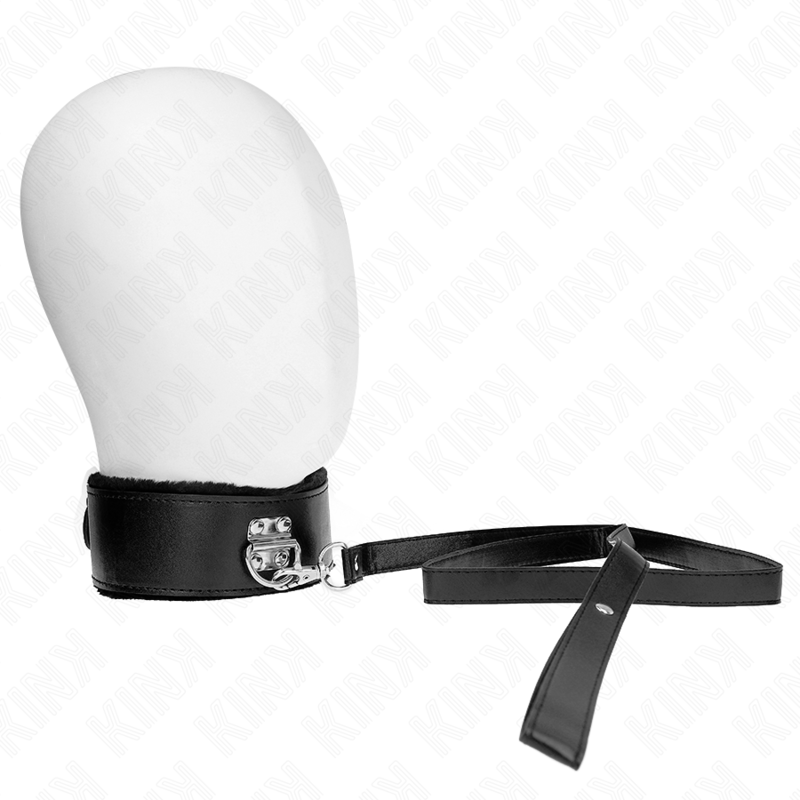 Kink - Necklace With Leash 116 Cm With Silver Studs Model 4 Black Adjustable 40-48 Cm X 6 Cm - Image 2