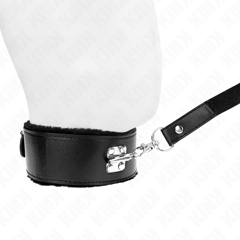 Kink - Necklace With Leash 116 Cm With Silver Studs Model 4 Black Adjustable 40-48 Cm X 6 Cm - Image 3