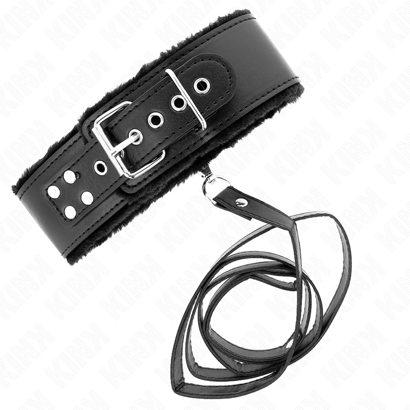 Kink - Necklace With Leash 116 Cm With Silver Studs Model 4 Black Adjustable 40-48 Cm X 6 Cm - Image 4