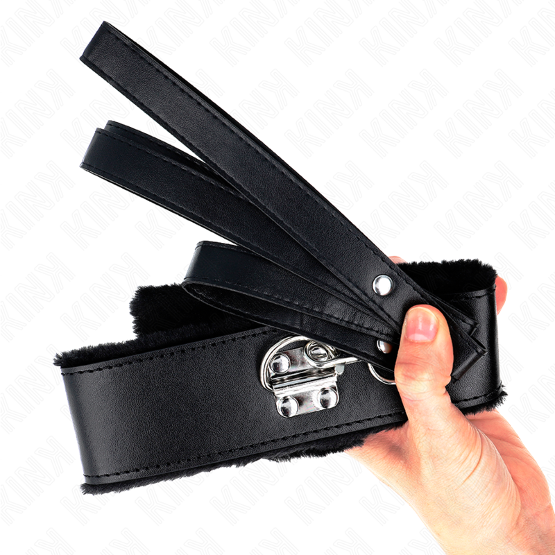Kink - Necklace With Leash 116 Cm With Silver Studs Model 4 Black Adjustable 40-48 Cm X 6 Cm - Image 5