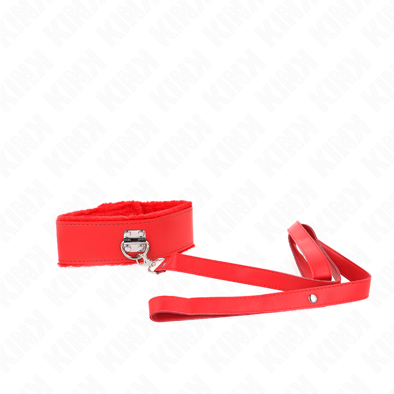 Kink - Collier Avec Laisse 116 Cm Avec Clous Argentés Modèle 4 Rouge Ajustable 40-48 Cm X 6 Cm - Image 2